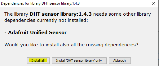 DHT-Library Dependency Benachrichtigung 