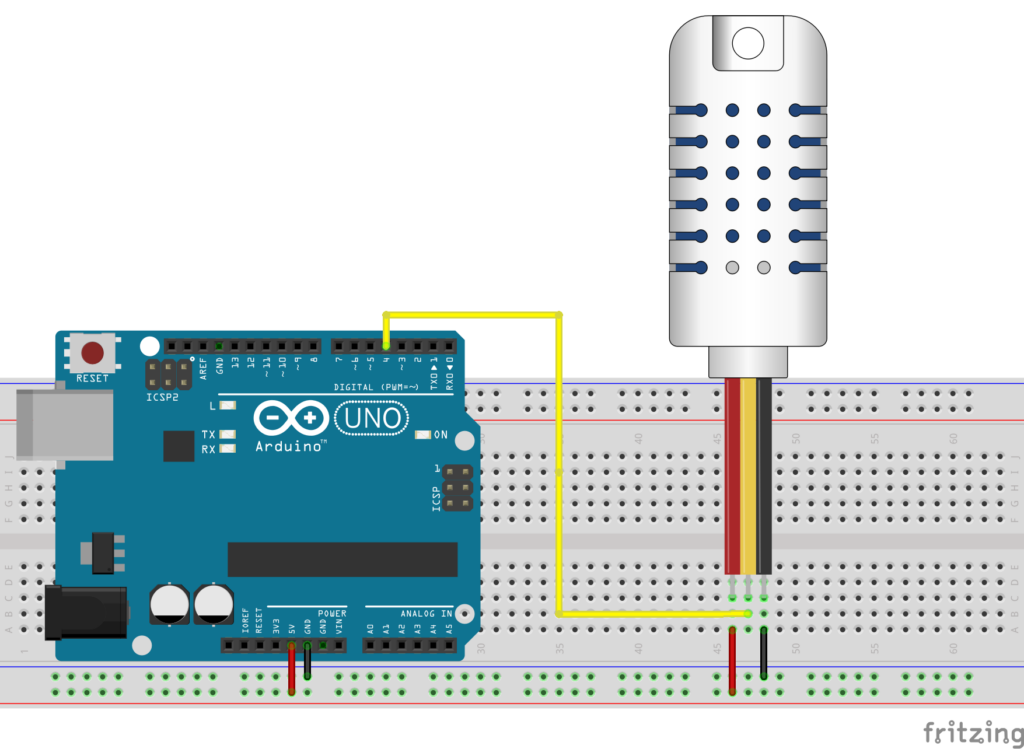 Arduino mit DHT21 auf einer Steckplatine